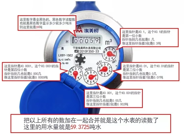 埃美柯水表看吨数方法