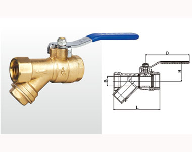埃美柯黄铜过滤器球阀结构图