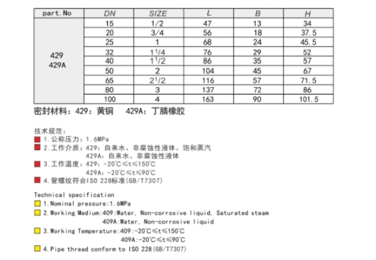 埃美柯止回阀429尺寸参数